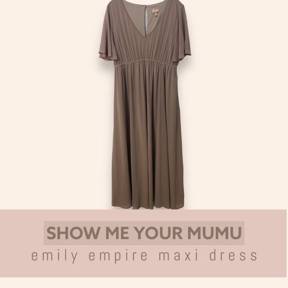 Show Me Your MuMu Emily Empire Maxi Dress Beige Nude Women's size XL- LIKE NEW - Picture 2 of 8